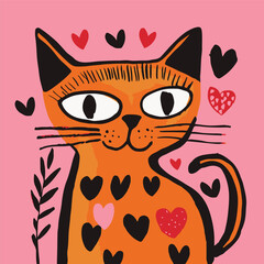 Vector quirky crying valentine's heart, groovy cute comic character. Boho doodle modern print, funny hand-drawn playful art