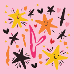 Vector quirky crying valentine's heart, groovy cute comic character. Boho doodle modern print, funny hand-drawn playful art