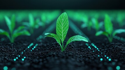 Futuristic Holographic Farming Dashboard with Diamond Visuals and Copy Space in 8K High Detail Resolution