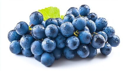 Fresh Blue Grapes on White Background