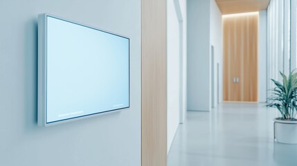 Smart home, interactive digital display in a modern hallway, Watercolor style