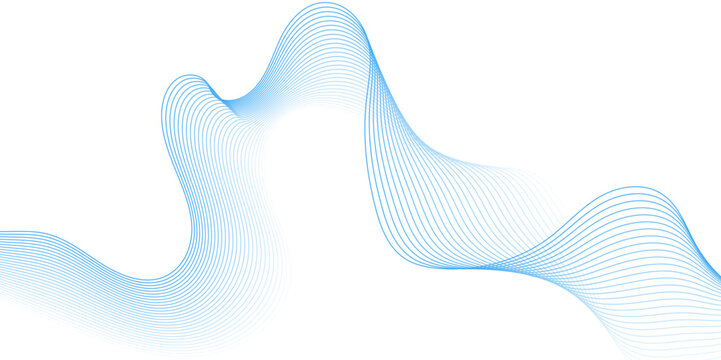 Abstract blue line wave background. Technology abstract lines on white background. Undulate Grey Wave Swirl, frequency sound wave, twisted curve lines with blend effect.	
