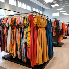 Colorful Display of Versatile Garments in Bright, Welcoming Retail Environment