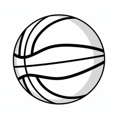 A simple black and white illustration of a basketball with a shaded outline.
