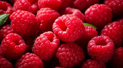 Fresh Ripe Raspberries Closeup Texture Background