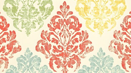 Obraz premium Elegant Vintage Floral Damask Seamless Pattern Background Wallpaper