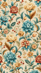 Fototapeta premium vertical floral pattern surface background, phone smartphone wallpaper