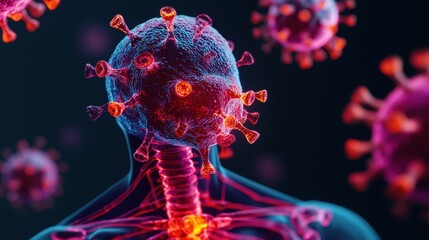 Immune System Battle: A Detailed Illustration of Health Resilience and Strength Fighting Infections with Copy Space, 8K Quality