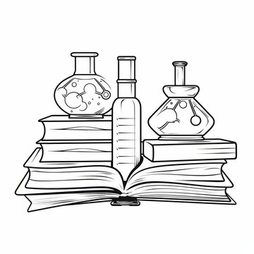 science beakers on books clip art preview