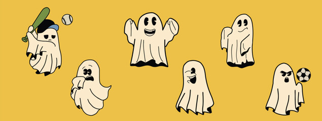 Cute Ghost Halloween slogan retro design t-shirt design.