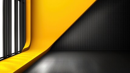 Yellow, black tech metal abstract background, Abstract metallic green lines black cyber geometric lines.