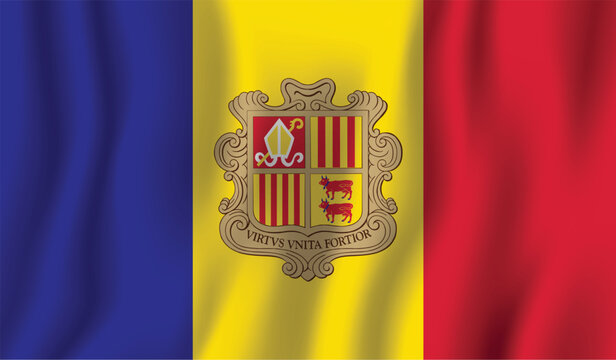 Realistic Andorra flag perfect color, scale, and proportion.