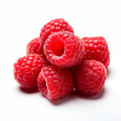 Fresh Raspberries on White Background