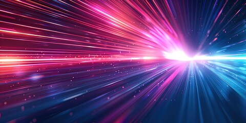 Naklejka premium Abstract colorful light streaks radiating from center with bright glow and sparkle effect.