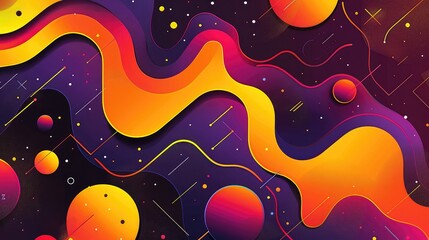Abstract colorful background with dynamic shapes and vibrant colors.