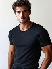 A man wearing a black shirt and black pants