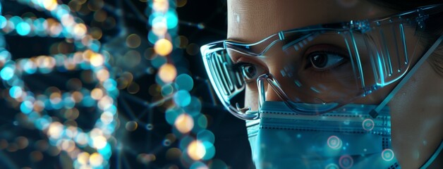 A scientist in a laboratory research a DNA hologram