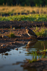 A Flock of Sparrows in Puddle Play