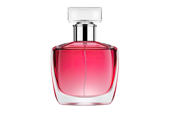 Elegant pink perfume bottle with a modern design. Ideal for luxury beauty and fragrance promotions.