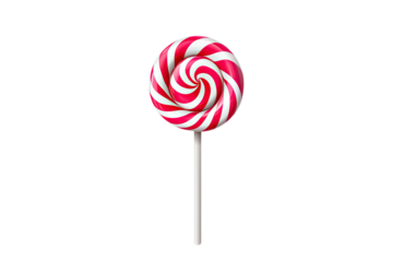 Sweet and colorful lollipop with red and white stripes, perfect for candy lovers and festive celebrations.