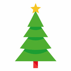 Detailed Christmas tree vector with ornaments, star, and gifts, perfect for festive designs.