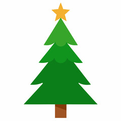 Detailed Christmas tree vector with ornaments, star, and gifts, perfect for festive designs.