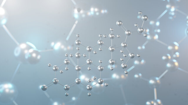 corticosterone molecular structure, 3d model molecule, glucocorticoid, structural chemical formula view from a microscope