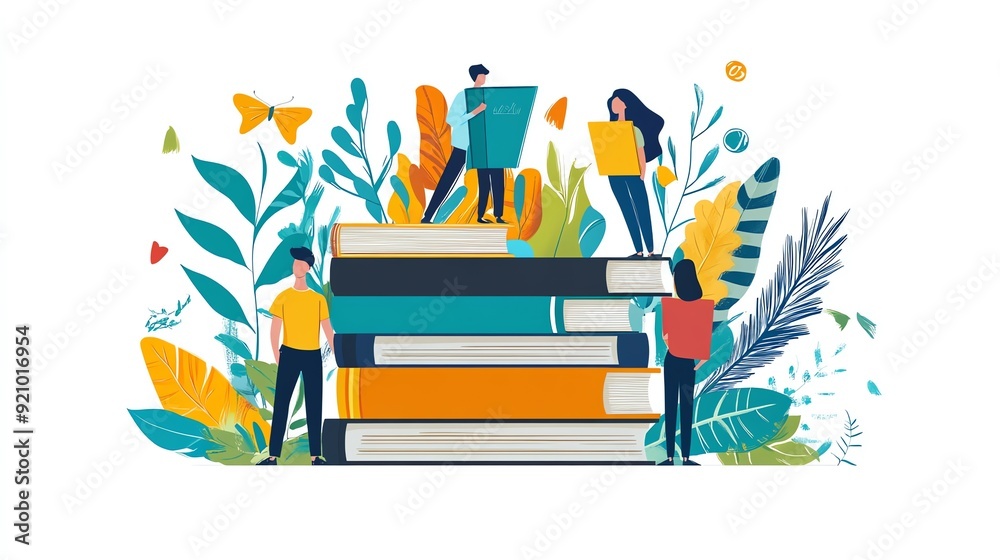 Poster people reading and learning with books.