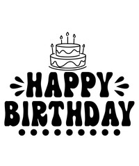 Happy Birthday typography design on plain white transparent isolated background for card, shirt, hoodie, sweatshirt, apparel, tag, mug, icon, poster or badge