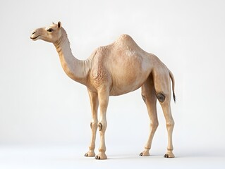 Camel in the Desert: A majestic camel stands against a backdrop of sand dunes, its silhouette framed by the golden hues of the setting sun. The animal's calm demeanor and unwavering gaze evoke a sense