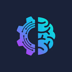 abstract technology logo gear brain