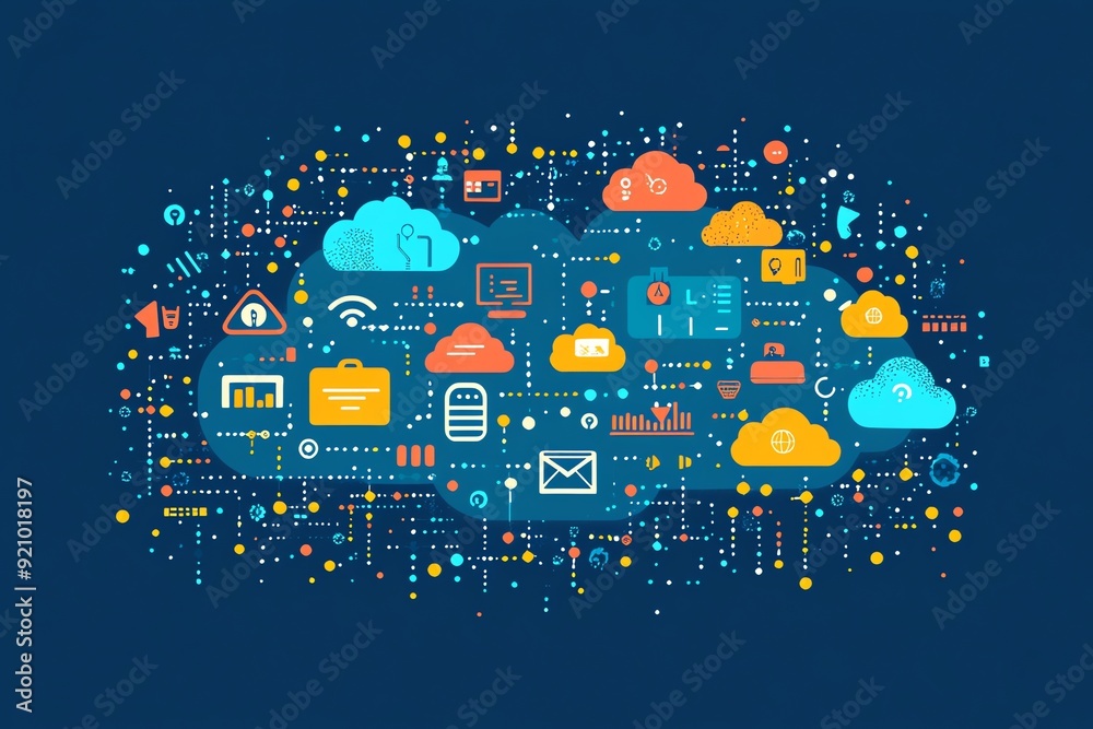 Aufkleber Cloud Computing Network Abstract Concept.