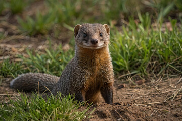 Fototapeta premium a happy mongoose searching for food