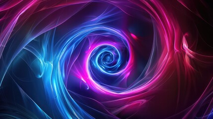 Abstract swirling neon lights in pink and blue, creating a hypnotic effect.
