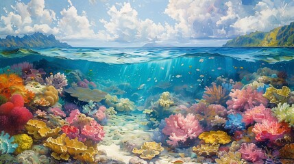 Vibrant Underwater Coral Reef Landscape