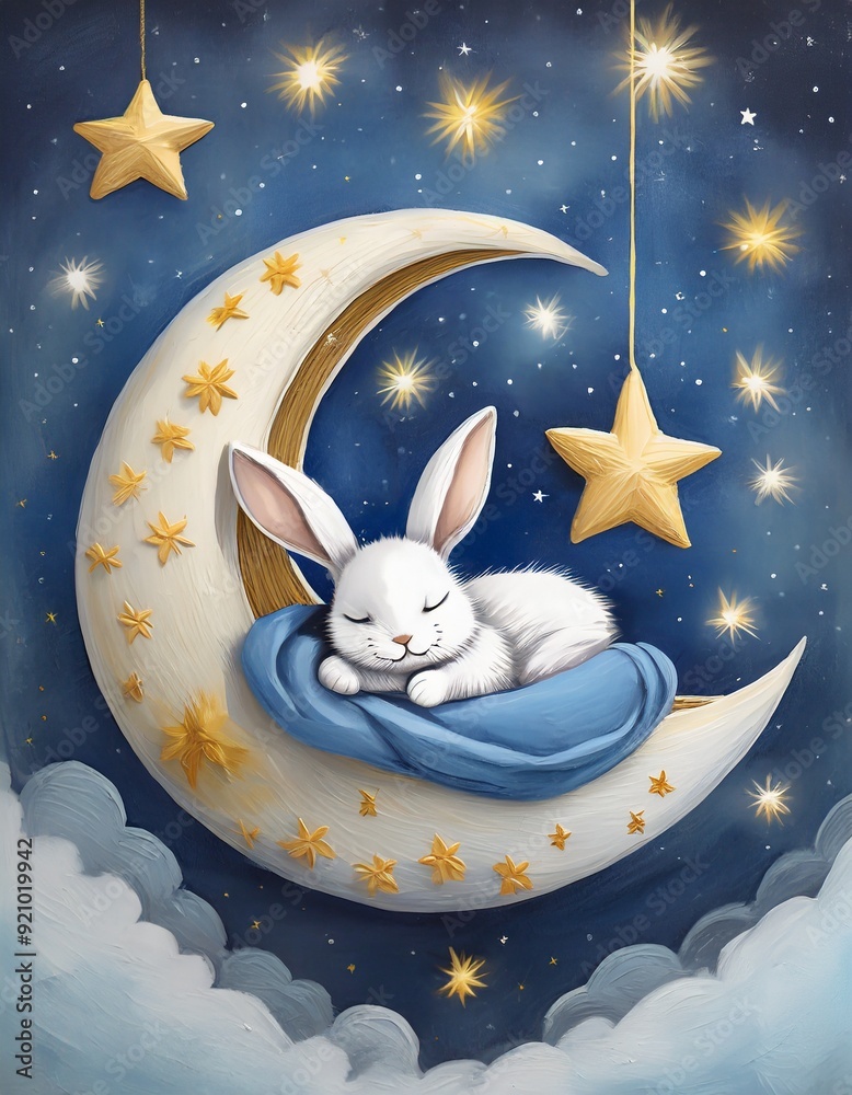 Canvas Prints rabbit on the moon