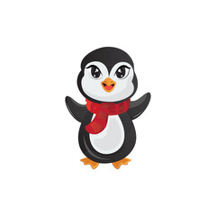 Cute Cartoon Penguin.Vector illustration.Use for T shirt Template, kids designs, fashion clothes.