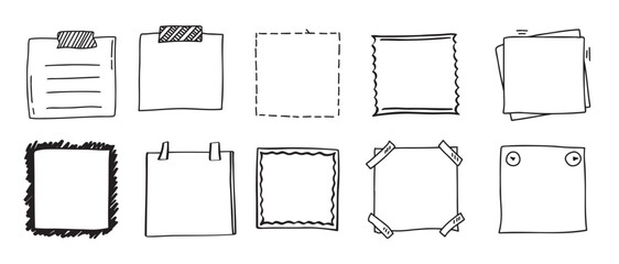 handdrawn set square scribbles frame doodle line empty frames vector illustration