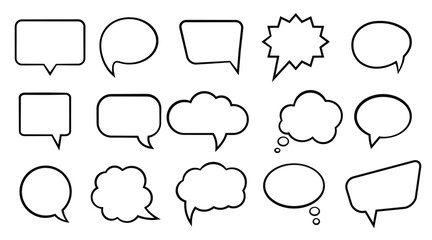 hand drawn set speech bubbles isolated doodle set element vector illustration