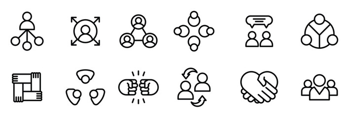 business teamwork line icons pack