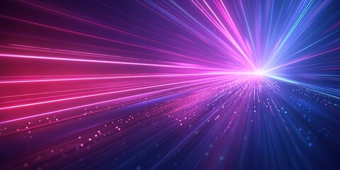 Naklejka premium Abstract glowing lines of purple and blue light radiate outward from a bright center.