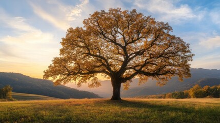 Majestic Oak Tree in Golden Hour