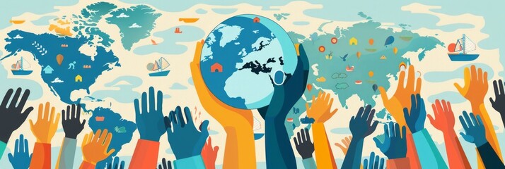 Flat design illustration of global awareness promoting reduced inequalities