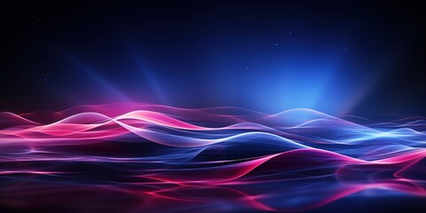 Abstract glowing waves in pink and blue.