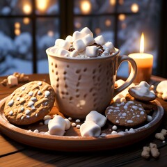 Hot Chocolate and Cookies on a Tray