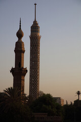 Obraz premium Gezira Tower, Cairo Tower, Sunset