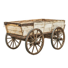 Obraz premium PNG Rustic wooden wagon with large wheels in daylight