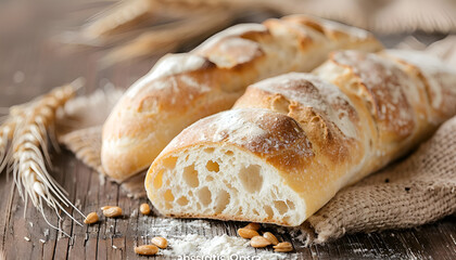 ciabatta with ears on the wooed table