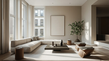 Fototapeta premium Interior of modern living room. 3D render, 3D illustration