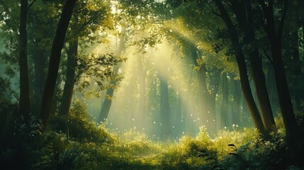 Sunbeams Through The Forest